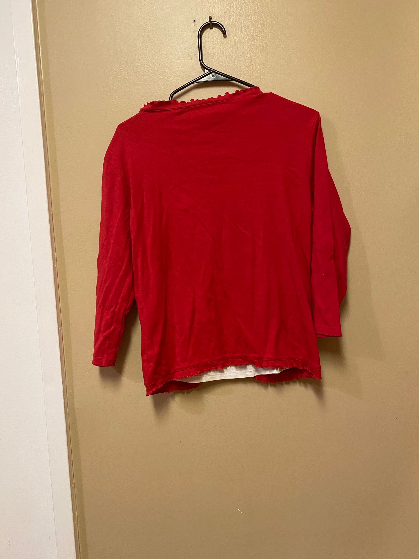 Classic Blues Lettuce Hem Cardigan Blouse