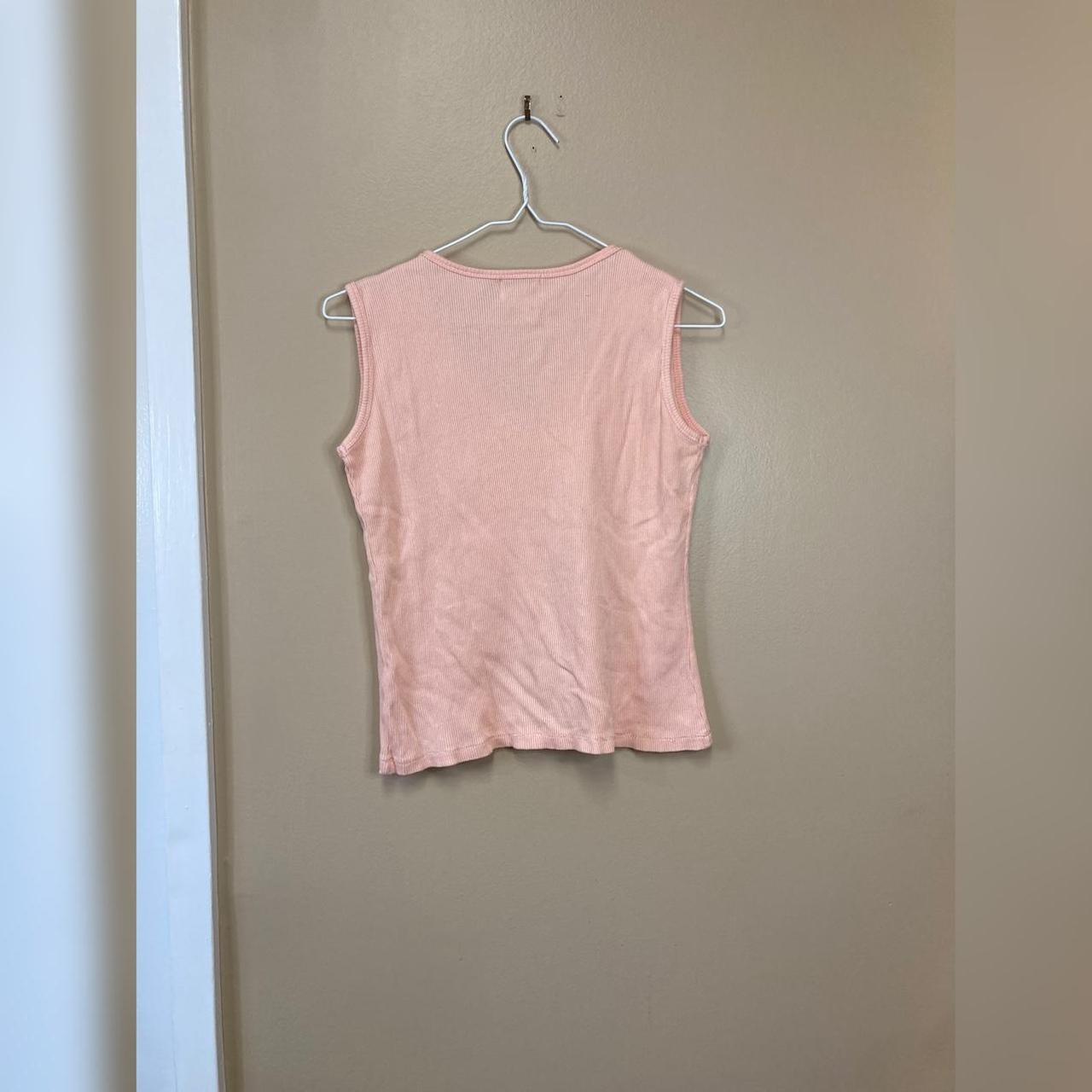 Uniti Pink Ribbed Tank Top with Rhinestone Neckline