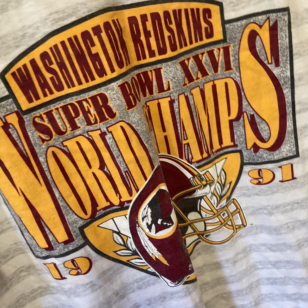 1991 Washington Red Skins Super Bowl Striped T-Shirt