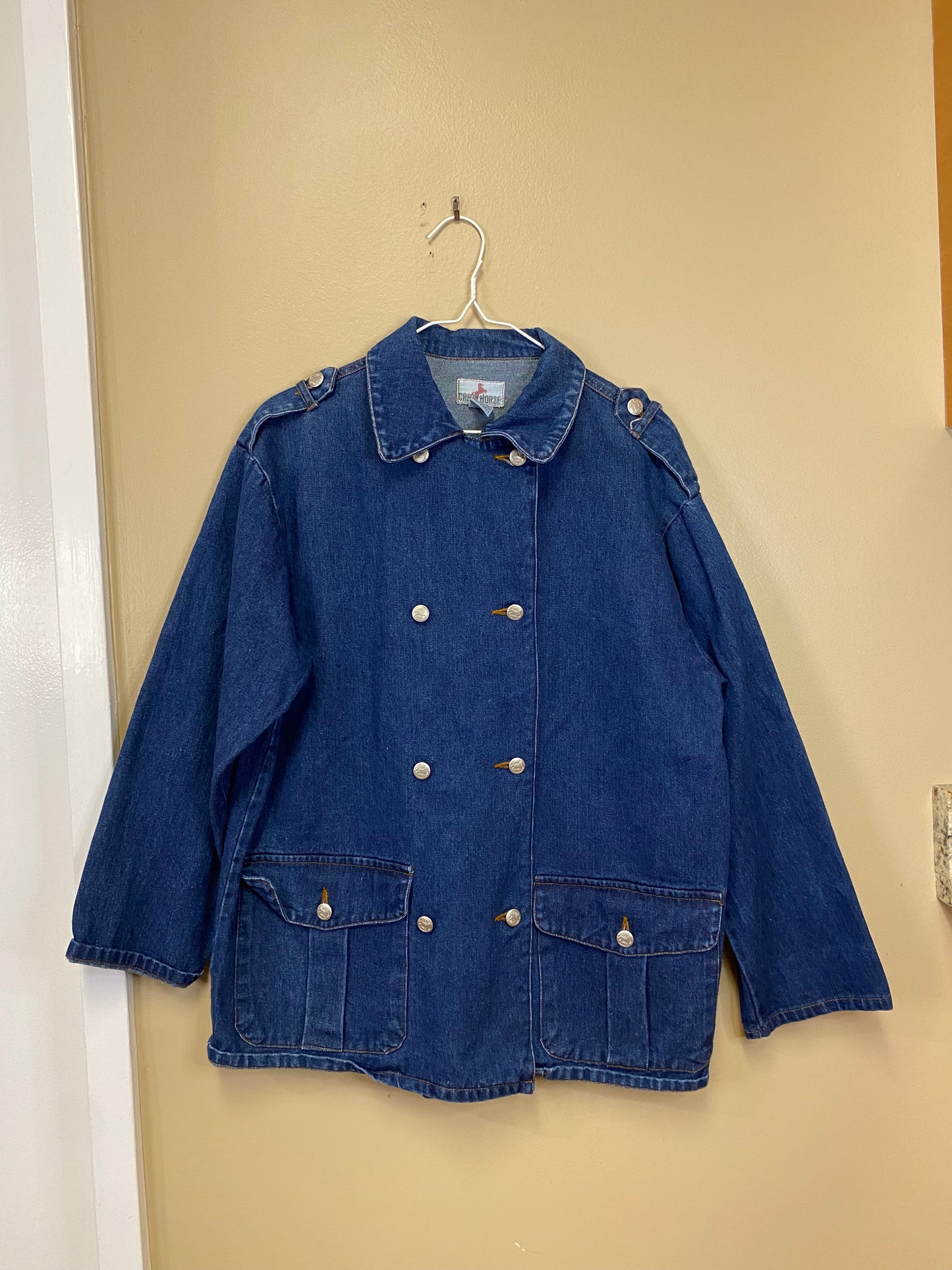 Crazy Horse Denim Trench Jacket Midi Length