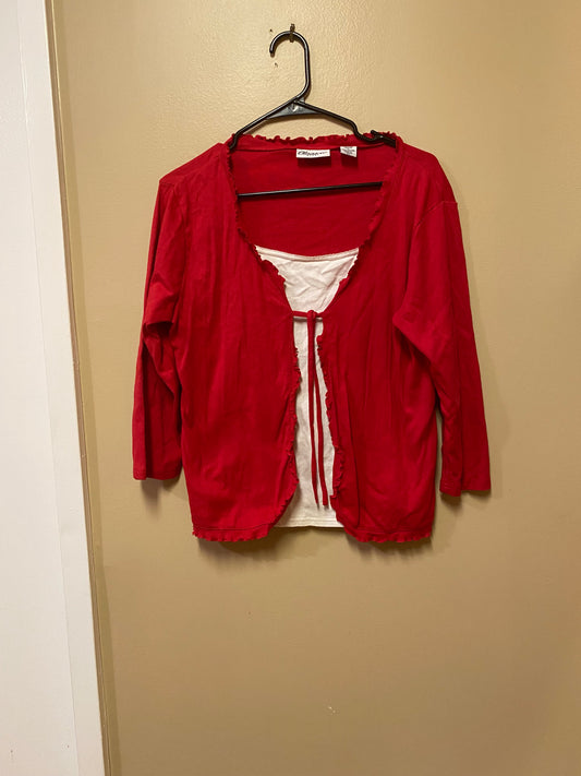 Classic Blues Lettuce Hem Cardigan Blouse