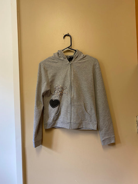 Finity Classics Skull Heart Zip Up Hoodie