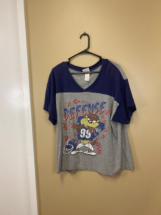 1996 Looney Tuned Defense Taz Ringer T-Shirt