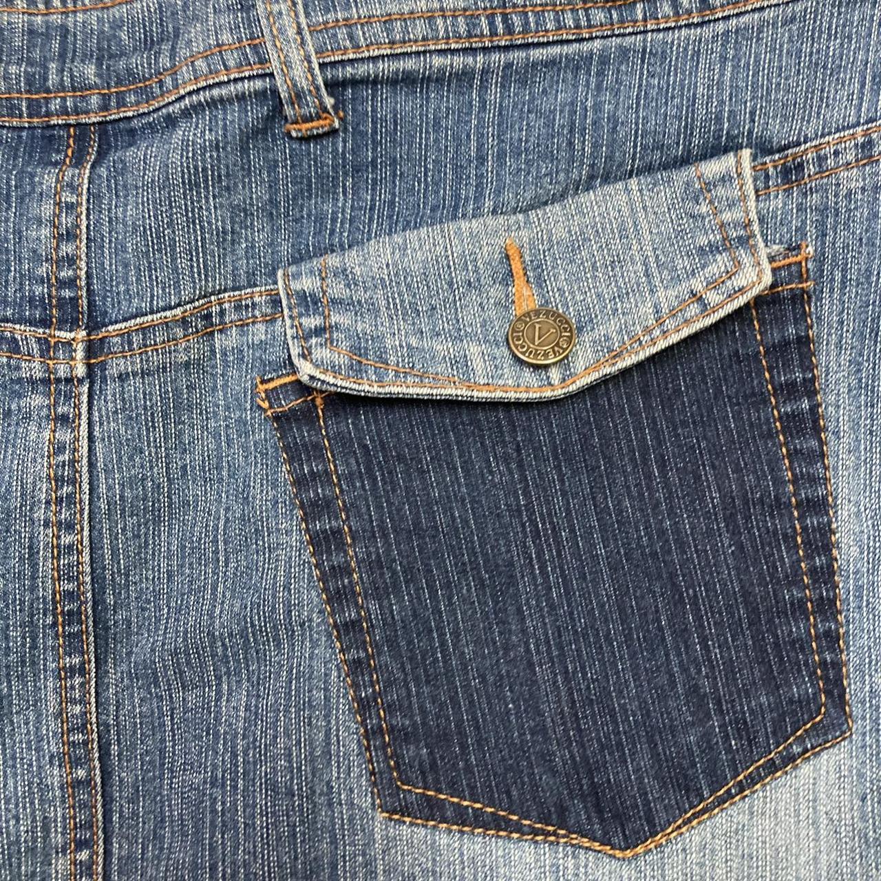 Vezucci Maxi Denim Skirt with Asymmetrical Pockets