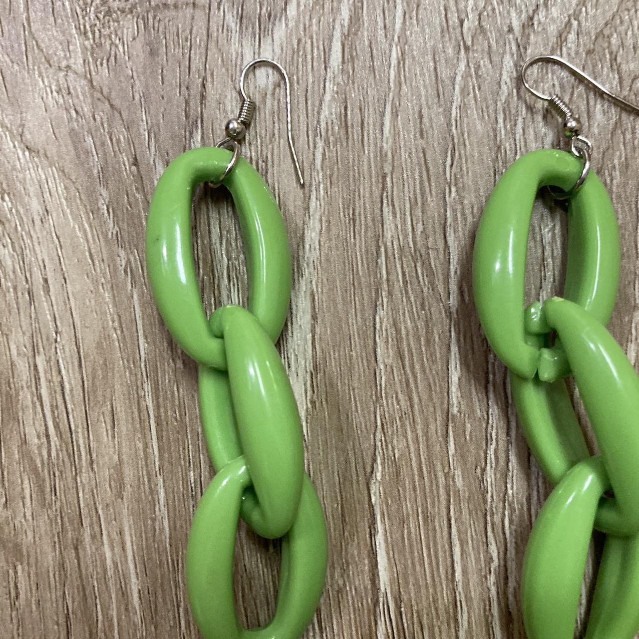 Green Chain Earrings