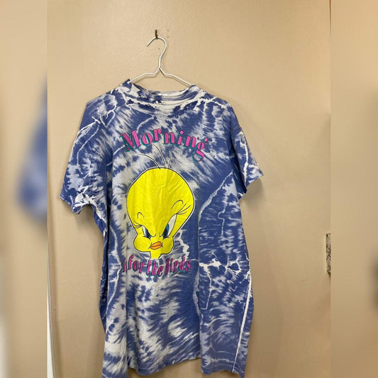 1995 Looney Tunes Morning is for the Birds Tye Dye T-Shirt<br>