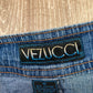 Vezucci Maxi Denim Skirt with Asymmetrical Pockets