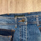 Vezucci Maxi Denim Skirt with Asymmetrical Pockets