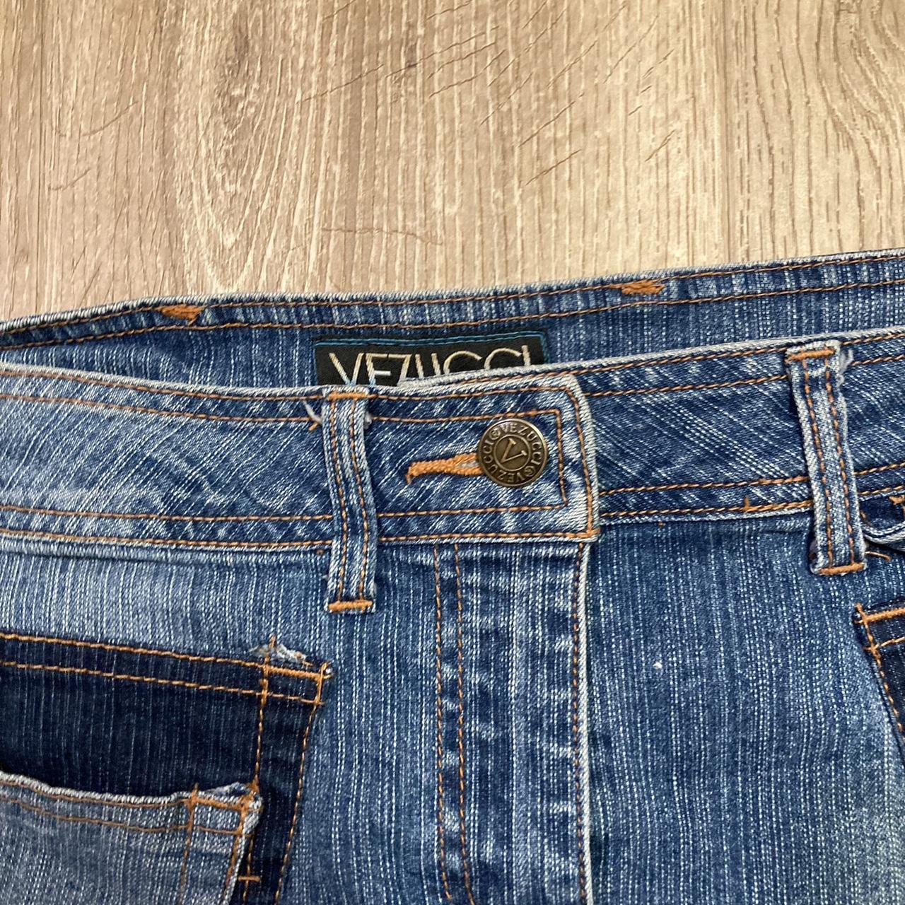 Vezucci Maxi Denim Skirt with Asymmetrical Pockets