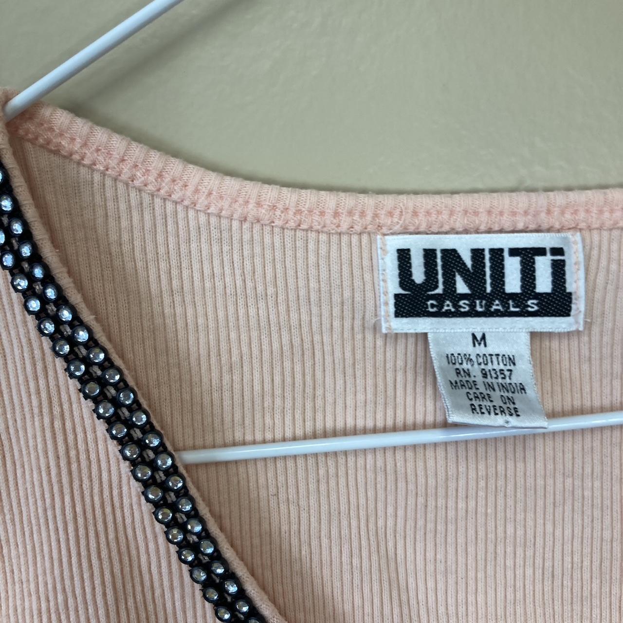 Uniti Pink Ribbed Tank Top with Rhinestone Neckline