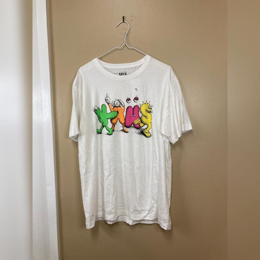 Kaws Uniqlo Logo T-Shirt White Japanese Sizing