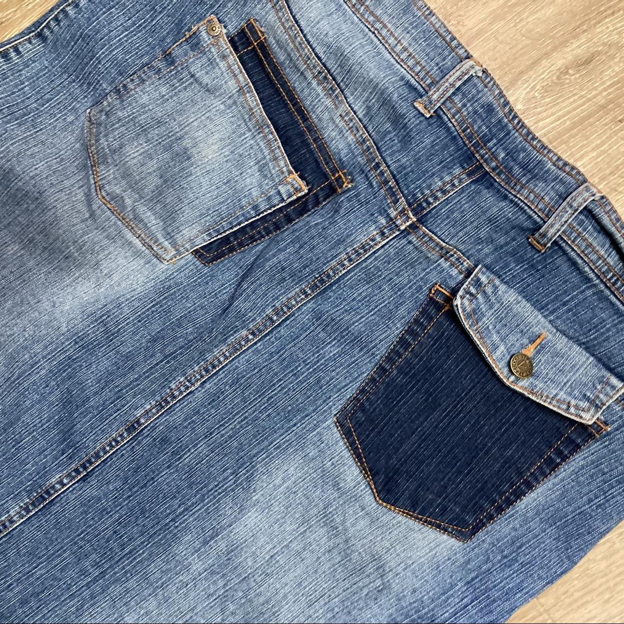 Vezucci Maxi Denim Skirt with Asymmetrical Pockets